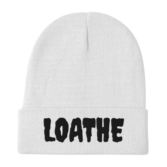 The Classic Embroidered Beanie on White